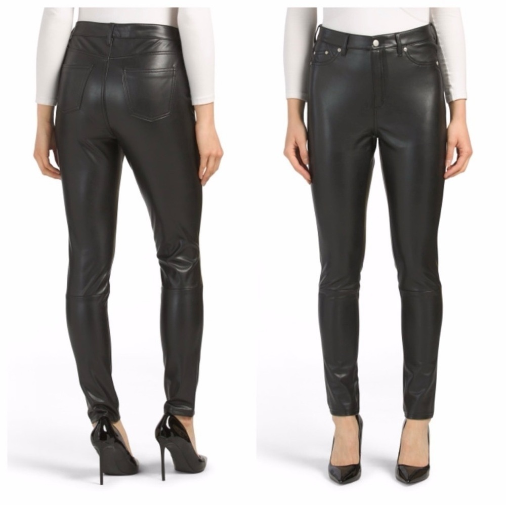 7 For All Mankind Black Faux Leather Slim Pants Size S